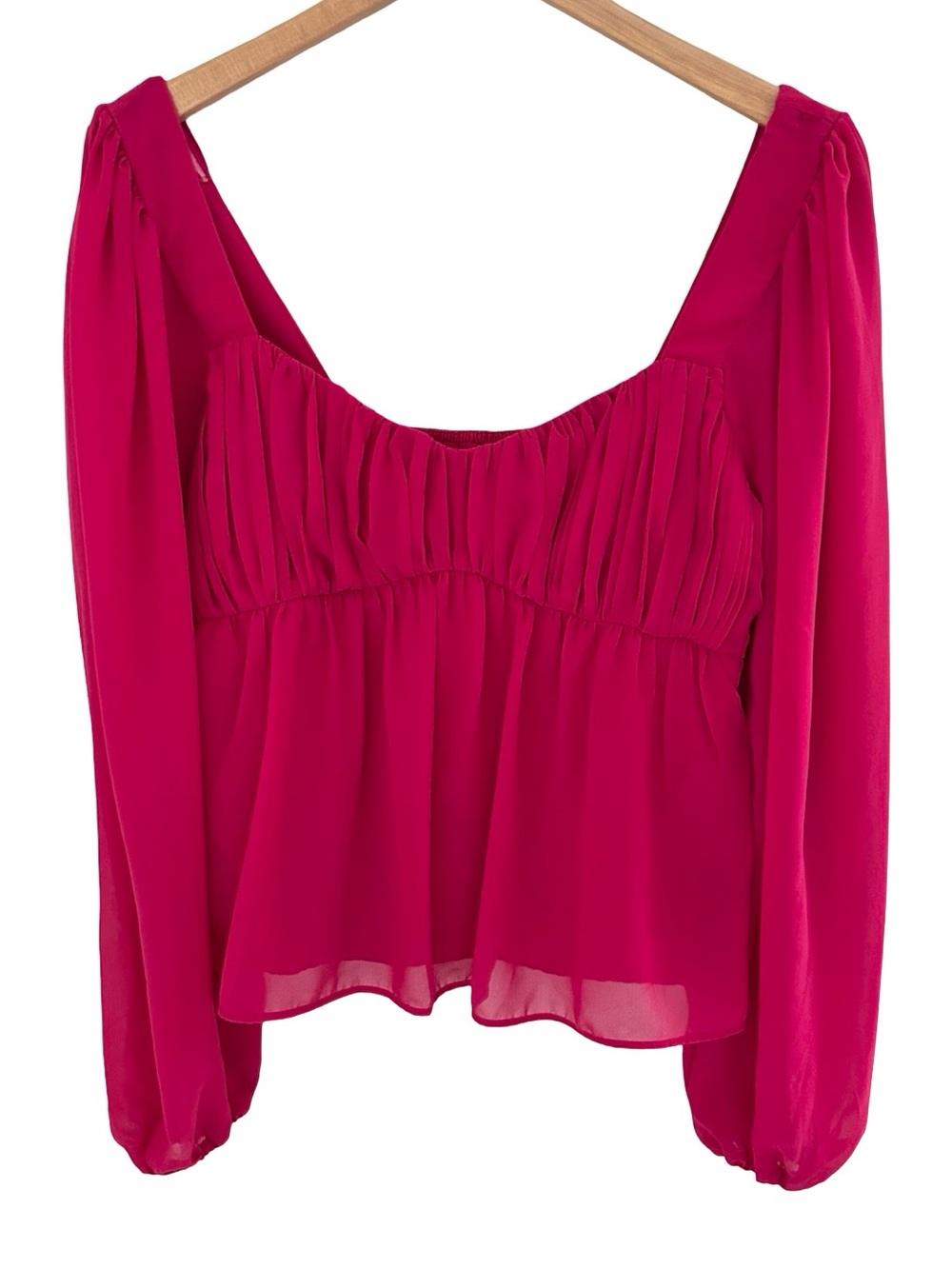 Abercrombie & Fitch Chiffon Y2K Babydoll Top Hot Pink Size Medium